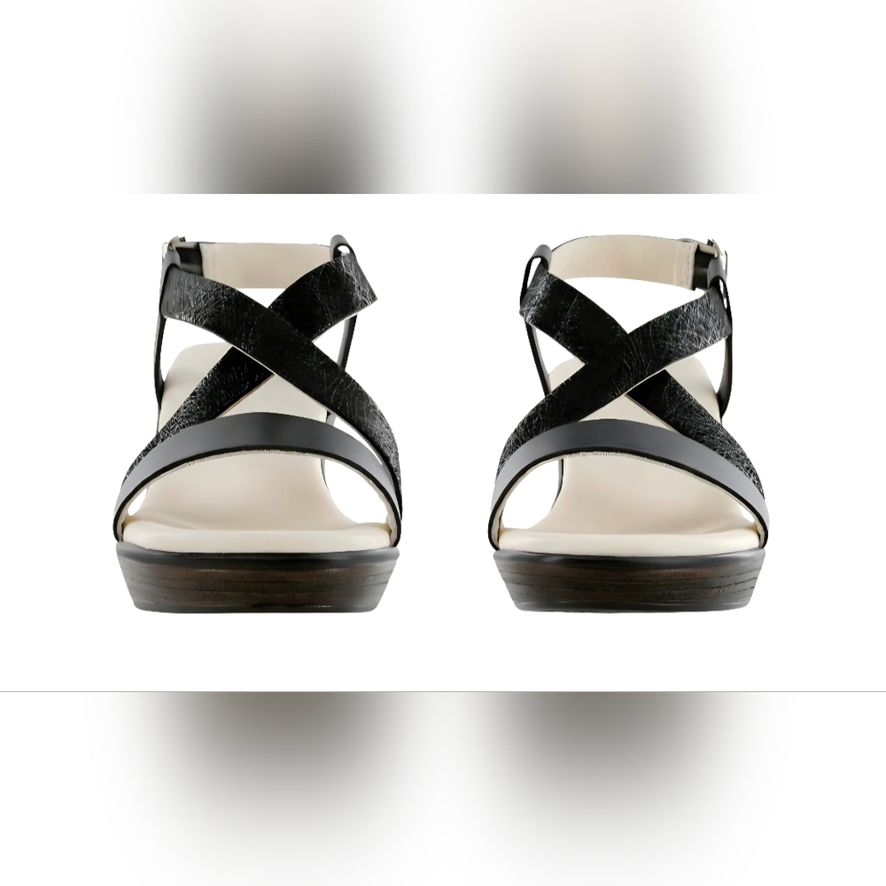 SAS Delight Cross Strap Wedge Sandal 8 1/2 WW NWOT Black - Picture 2 of 16